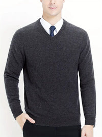 Herren Pullover aus Merinowolle - Eleganter Strickpullover-Dunkelgrau-S-Luzern Mode