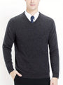 Herren Pullover aus Merinowolle - Eleganter Strickpullover-Dunkelgrau-S-Luzern Mode
