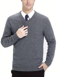 Herren Pullover aus Merinowolle - Eleganter Strickpullover-Grau-S-Luzern Mode