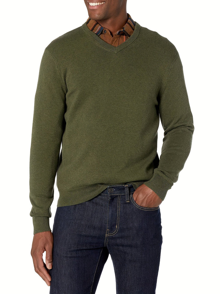 Herren Pullover aus Merinowolle - Eleganter Strickpullover-Grün-S-Luzern Mode