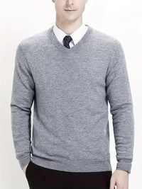 Herren Pullover aus Merinowolle - Eleganter Strickpullover-Hellgrau-S-Luzern Mode