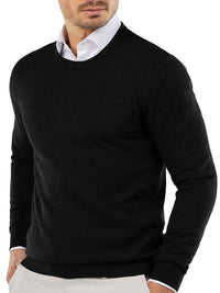 Herren Pullover aus Merinowolle - Eleganter Strickpullover-Schwarz-S-Luzern Mode