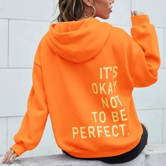 Trendy warme Unisex-Hoodie | Overmaat pasvorm | Kapuze mit Schnur-Orange-S-Luzern Mode