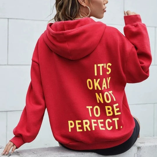Trendy warme Unisex-Hoodie | Overmaat pasvorm | Kapuze mit Schnur-Rot-S-Luzern Mode