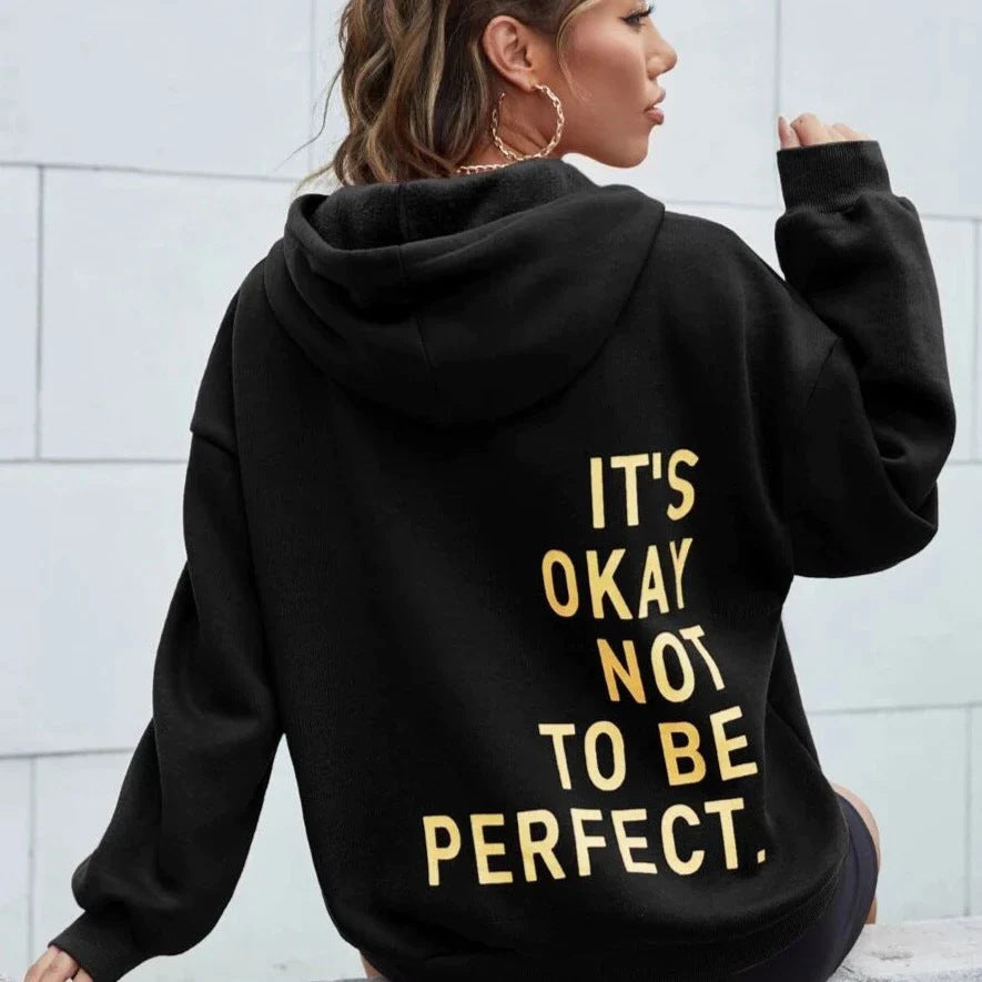 Trendy warme Unisex-Hoodie | Overmaat pasvorm | Kapuze mit Schnur-Schwarz-S-Luzern Mode