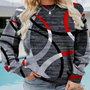 Damen Pullover mit Jeansmuster - Modischer Freizeitlook-Schwarz-XS-Luzern Mode
