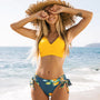 Wickel-Bikini Damen | Bademode mit Blumenmuster | Trendiges Bikini-Set für den Sommer-Gelb-S-Luzern Mode