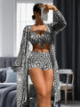 Damen Badeanzug-Set | 3-Teilig | Bikini | Überwurf | Leicht | Weich-Schwarz Weiß-S-Luzern Mode