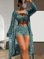 Damen Badeanzug-Set | 3-Teilig | Bikini | Überwurf | Leicht | Weich-Türkis-S-Luzern Mode