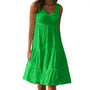 Sommerkleid Damen Mini | Ärmelloses Kleid | Trendiges Casual-Outfit mit Rundhalsausschnitt-Grün-S-Luzern Mode