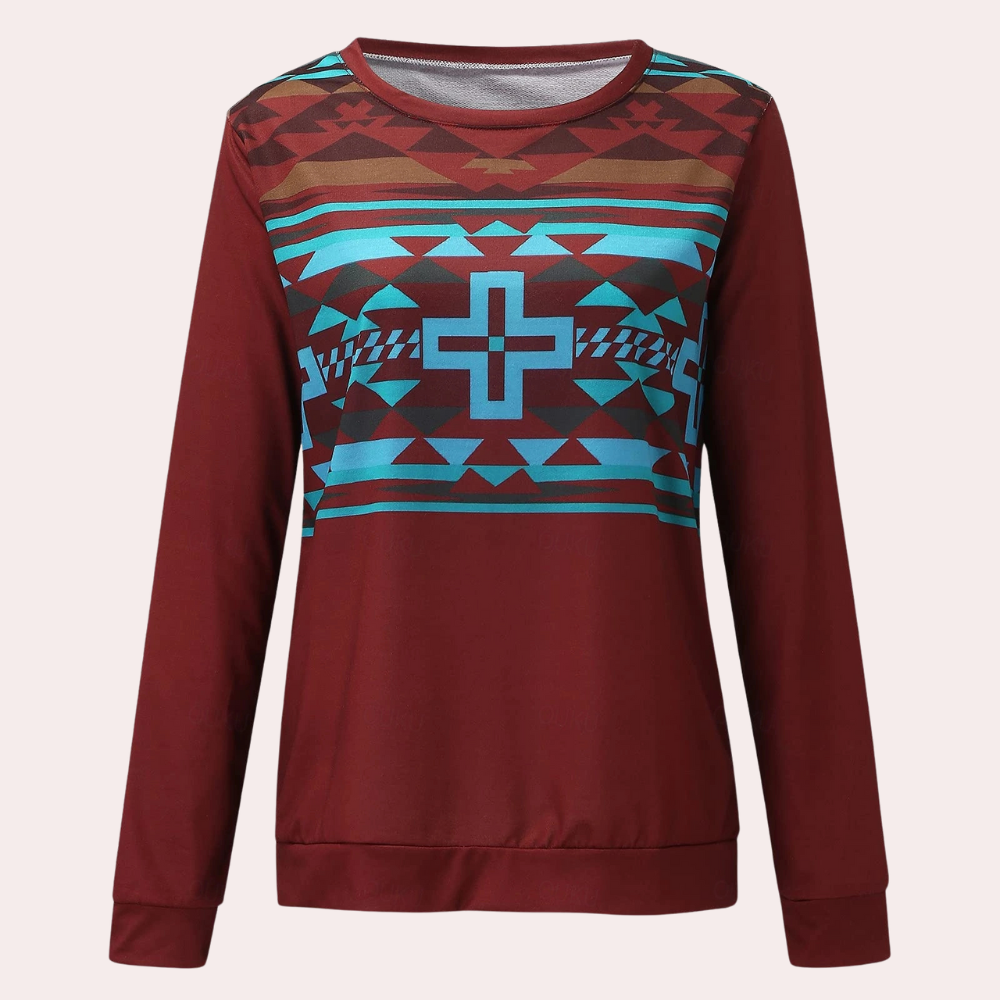 Hochwertiger Damen Schal mit abstraktem Muster Design-Rot-XS-Luzern Mode