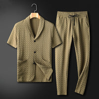 Sommer Set Herren | Business Look | Atmungsaktiv & bequem | Büro & Alltag-Legergrün-S-Luzern Mode