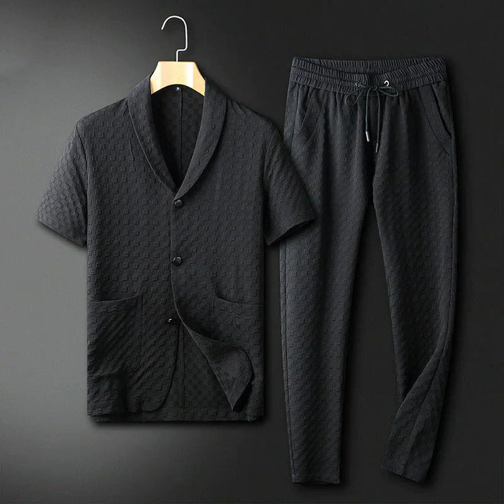 Sommer Set Herren | Business Look | Atmungsaktiv & bequem | Büro & Alltag-Schwarz-S-Luzern Mode