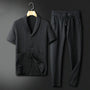 Sommer Set Herren | Business Look | Atmungsaktiv & bequem | Büro & Alltag-Schwarz-S-Luzern Mode