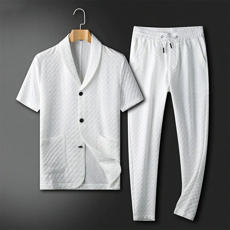 Sommer Set Herren | Business Look | Atmungsaktiv & bequem | Büro & Alltag-Weiß-S-Luzern Mode