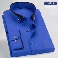 Herren Business Hemd mit Kontrastkragen und Manschetten-Blau-XS-Luzern Mode