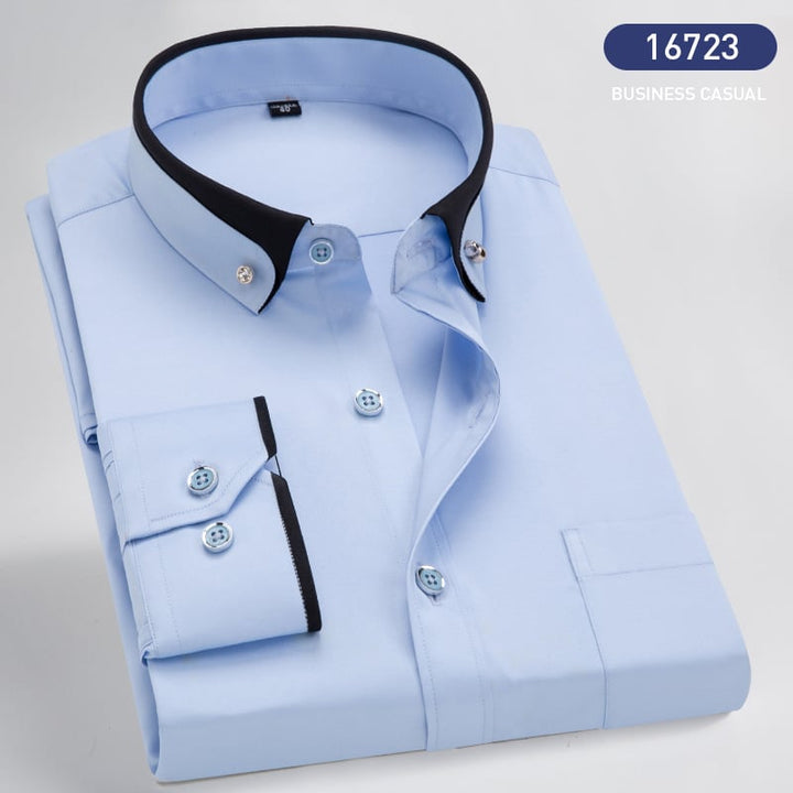 Herren Business Hemd mit Kontrastkragen und Manschetten-Hellblau-XS-Luzern Mode