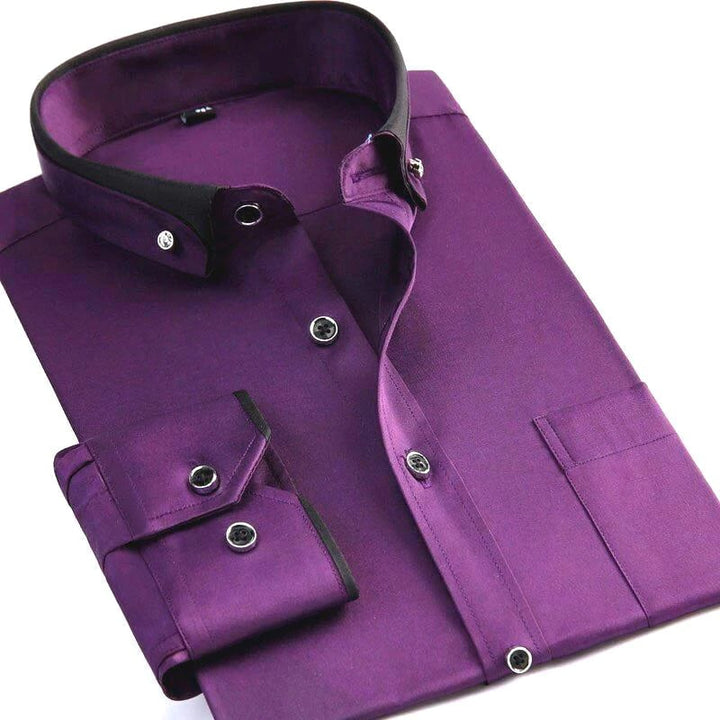 Herren Business Hemd mit Kontrastkragen und Manschetten-Lila-XS-Luzern Mode