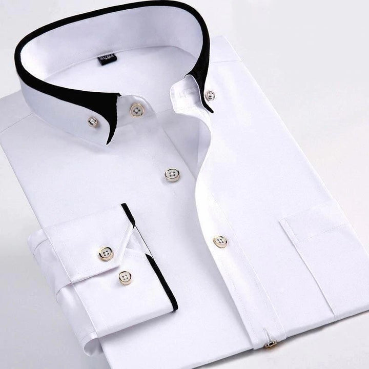 Herren Business Hemd mit Kontrastkragen und Manschetten-Weiß-XS-Luzern Mode