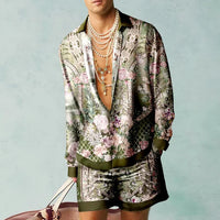 Hawaii Set Herren zweiteilig | Kurzarmhemd | Shorts | tropischer Print | luftig-Luzern Mode