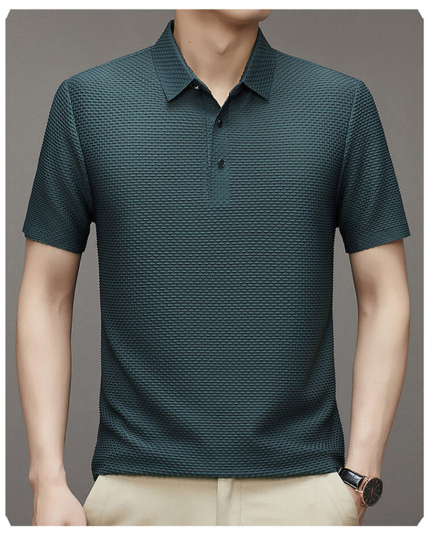Herren Polo | Kurze Ärmel | Knöpfe | Kragen | Einfarbig | Lockere Passform-Hellgrün-M-Luzern Mode