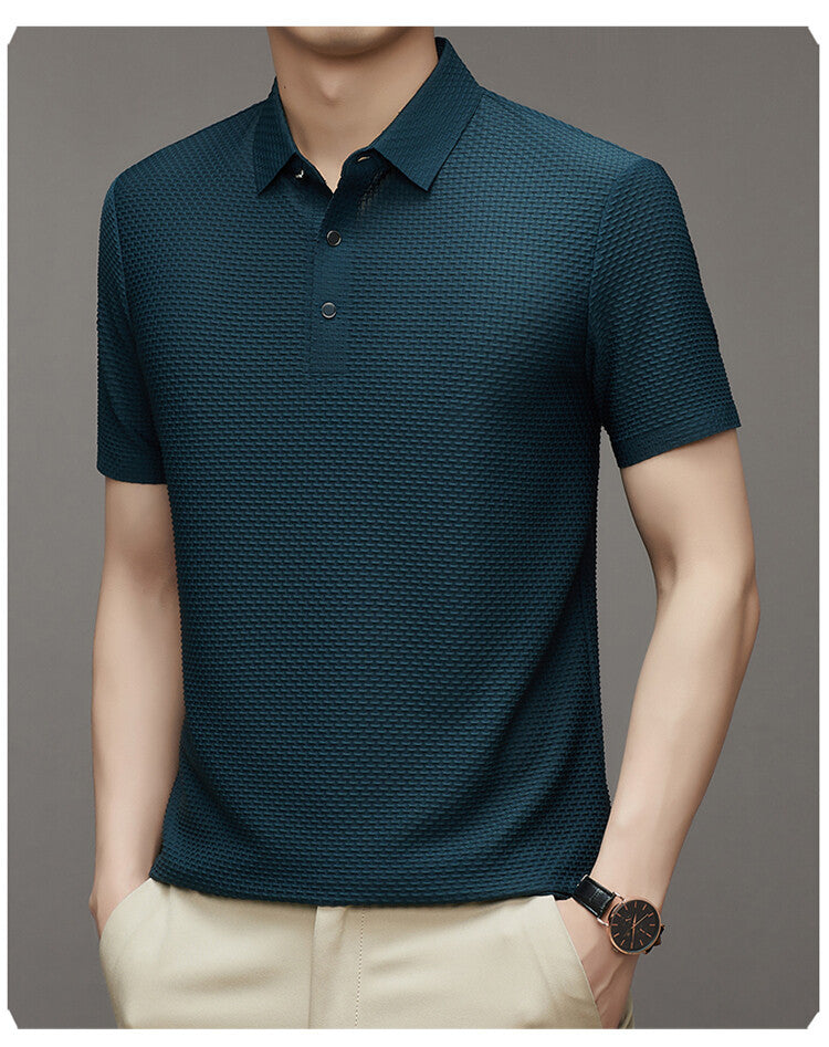 Herren Polo | Kurze Ärmel | Knöpfe | Kragen | Einfarbig | Lockere Passform-Luzern Mode