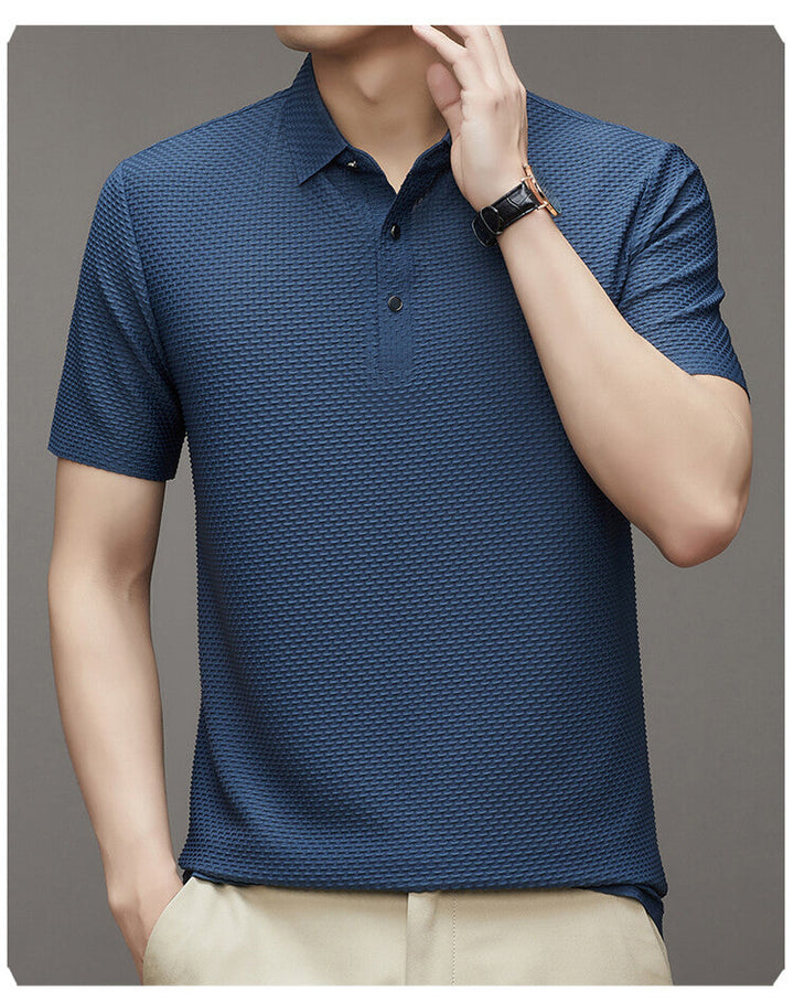 Herren Polo | Kurze Ärmel | Knöpfe | Kragen | Einfarbig | Lockere Passform-Luzern Mode
