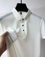 Herren Polo | Kurze Ärmel | Knöpfe | Kragen | Einfarbig | Lockere Passform-Weiß-M-Luzern Mode