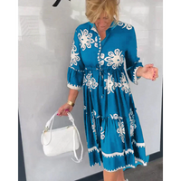 Trendiges Kleid mit Blumenmuster und 3/4-Ärmeln – Elin