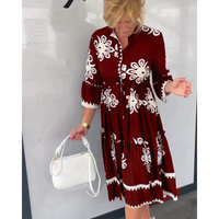 Trendiges Kleid mit Blumenmuster und 3/4-Ärmeln – Elin