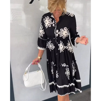 Trendiges Kleid mit Blumenmuster und 3/4-Ärmeln – Elin