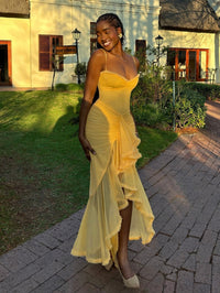Maxi Sommerkleid Damen | Rüschen | Bequem | Figurfreundlich | Sommerfarben-Luzern Mode