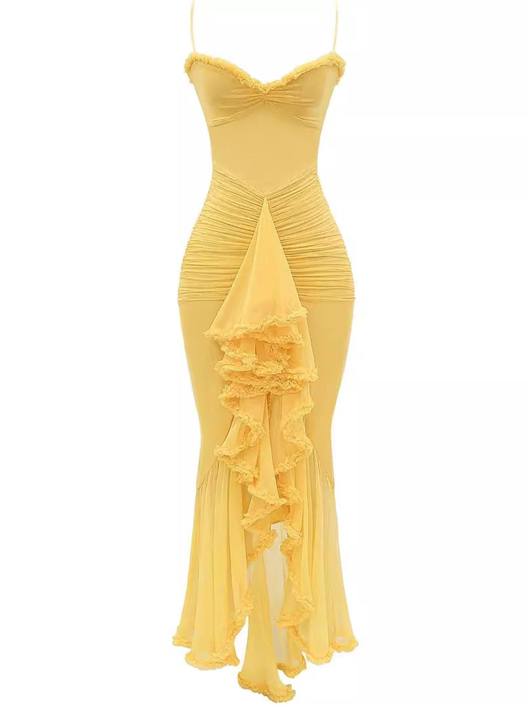 Maxi Sommerkleid Damen | Rüschen | Bequem | Figurfreundlich | Sommerfarben-Luzern Mode