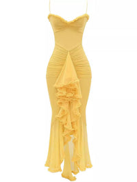 Maxi Sommerkleid Damen | Rüschen | Bequem | Figurfreundlich | Sommerfarben-Luzern Mode