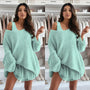 Trendiges Off-Shoulder-Oberteil | Puffärmel | Oversized | Stretchstoff-S (40/42)-Tiffany-Luzern Mode