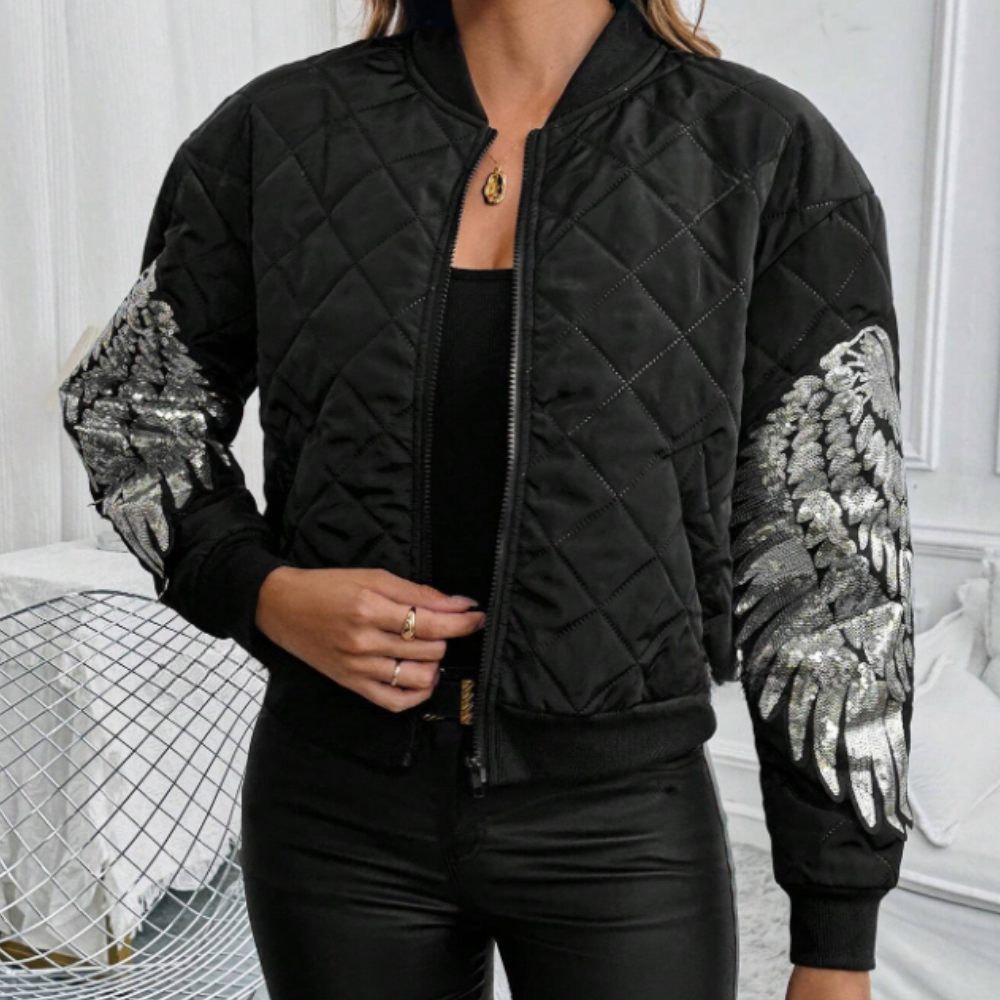 Damen Steppjacke mit Flügel-Design für Herbst/Winter-Luzern Mode