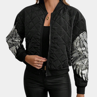 Damen Steppjacke mit Flügel-Design für Herbst/Winter-XS-Luzern Mode