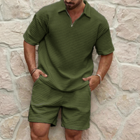 Sommer Set Herren | Waffelstruktur | Atmungsaktiv & weich | Reißverschluss | Trend-Luzern Mode