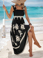 Sommerkleid Damen | Wickeloptik | V-Ausschnitt | Luftig | Figurbetont | Trend-Schwarz-S-Luzern Mode