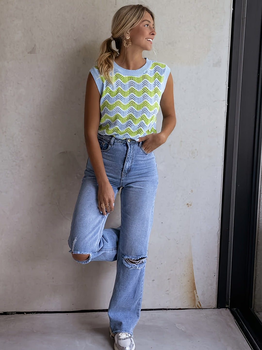 Sommertop Damen Twinning | Stricklook | Luftig & stylisch | 1 kaufen 1 gratis-Luzern Mode