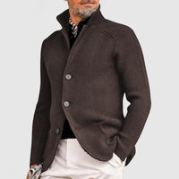 Herren Strickjacke mit Knöpfen - Eleganter Freizeitlook-Braun-S-Luzern Mode