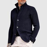 Herren Strickjacke mit Knöpfen - Eleganter Freizeitlook-Dunkelblau-S-Luzern Mode