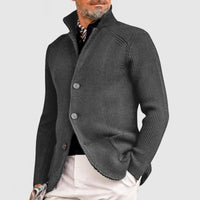 Herren Strickjacke mit Knöpfen - Eleganter Freizeitlook-Grau-S-Luzern Mode