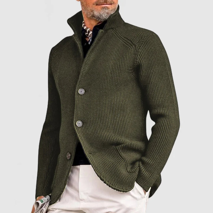 Herren Strickjacke mit Knöpfen - Eleganter Freizeitlook-Legergroen-S-Luzern Mode