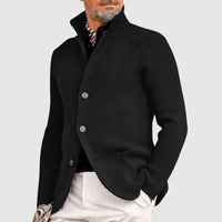 Herren Strickjacke mit Knöpfen - Eleganter Freizeitlook-Schwarz-S-Luzern Mode
