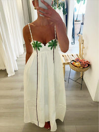 Weißes Kleid | Leichtes Trägerkleid | Tropenprint | Bequem | Sommermode-Luzern Mode
