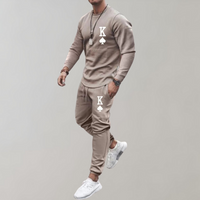Herren Jogginganzug mit King-Print für Sport & Freizeit-Khaki-S-Luzern Mode