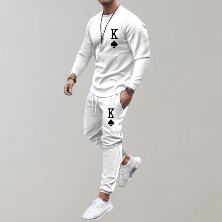 Herren Jogginganzug mit King-Print für Sport & Freizeit-Weiß-S-Luzern Mode