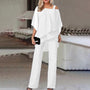 Damen-Outfit | 2-teilig | Einfarbig | Bequem | Stilvoll-Weiß-S-Luzern Mode