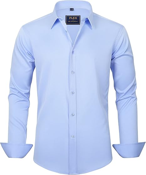 Herren Businesshemd Slim Fit - Bügelfrei und Atmungsaktiv-Blau-S-Luzern Mode